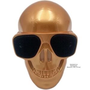 Skull Speaker Bluetooth USD TF Card Enhanced Bass Portable Wireless Speaker Gold